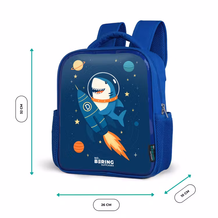 Dier - Ruimte - Planeet - Raket Kinderrugzak - Blauw middel -productfoto_formaten