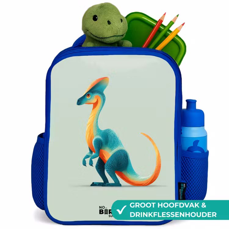 Dino - Blauw - Dier Kinderrugzak - Blauw middel -inhoud_NL
