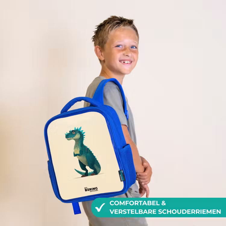 Dino - Dier - Blauw - Groen Kinderrugzak - Blauw middel -sfeer3_NL