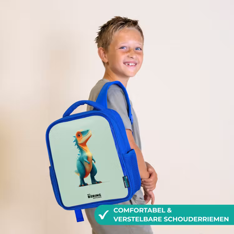 Dino - Dier - Groen - Oranje Kinderrugzak - Blauw middel -sfeer3_NL