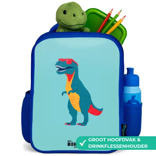 Dino - Dier - Zonnebril Kinderrugzak - Blauw middel -inhoud_NL
