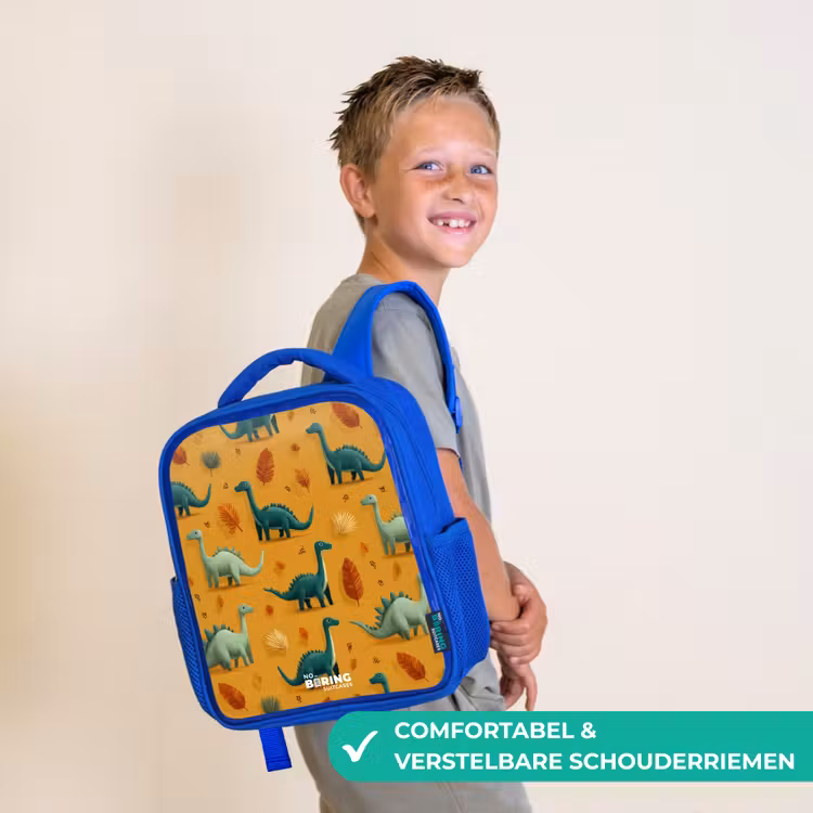 Dino - Dieren - Patroon Kinderrugzak - Blauw middel -sfeer3_NL