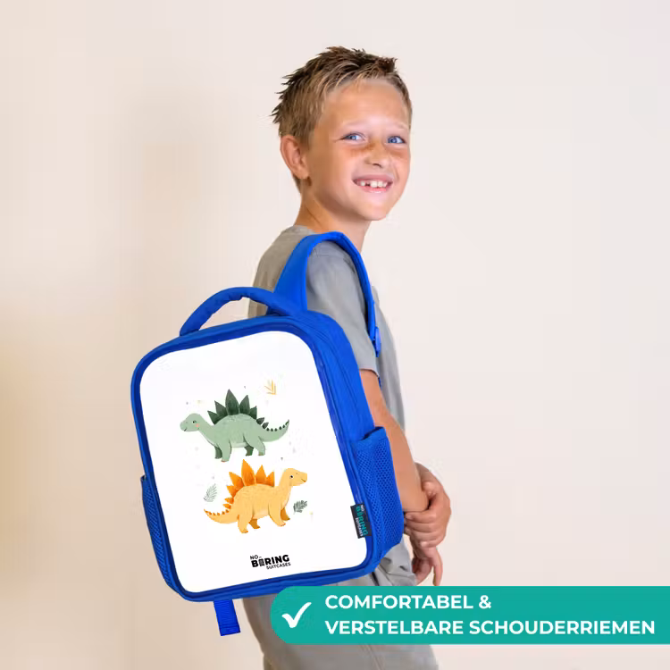 Dinos - Dieren - Groen - Oranje Kinderrugzak - Blauw middel -sfeer3_NL