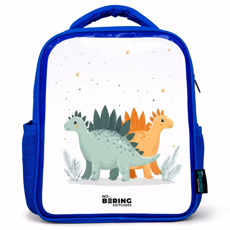Dinos - Dieren - Sterren Kinderrugzak - Blauw middel -3d