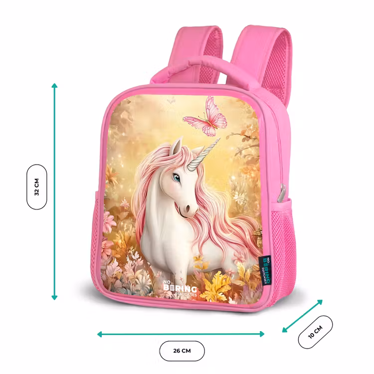 Eenhoorn - Vlinder - Roze - Manen Kinderrugzak - Roze middel -productfoto_formaten