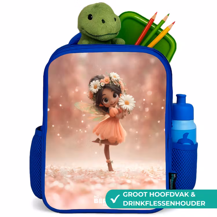 Fee met madeliefjes Kinderrugzak - Blauw middel -inhoud_NL