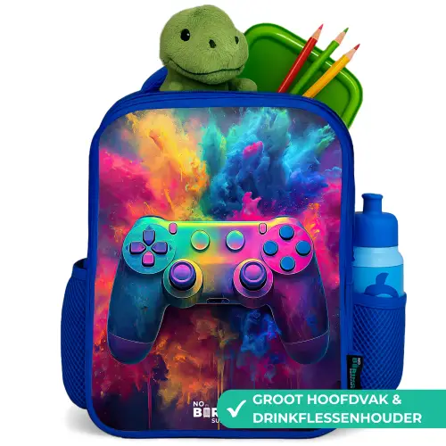Game - Controller - Kleurrijk - Explosie Kinderrugzak - Blauw middel -inhoud_NL