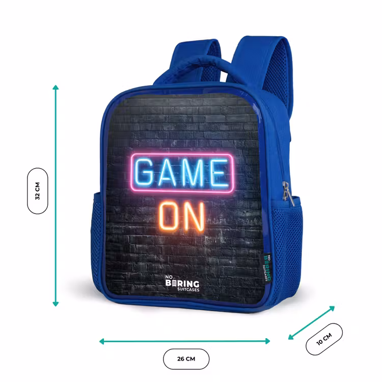 Game - Letters - Neon Kinderrugzak - Blauw middel -productfoto_formaten