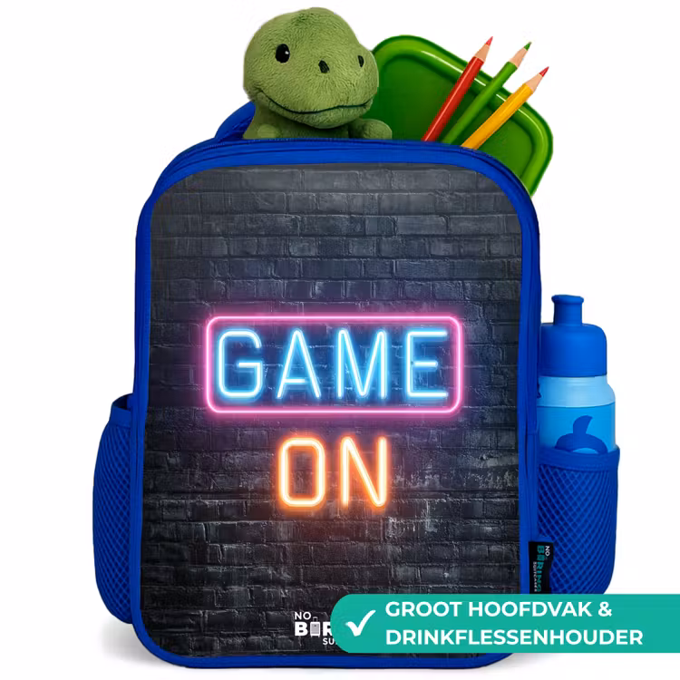 Game - Letters - Neon Kinderrugzak - Blauw middel -inhoud_NL