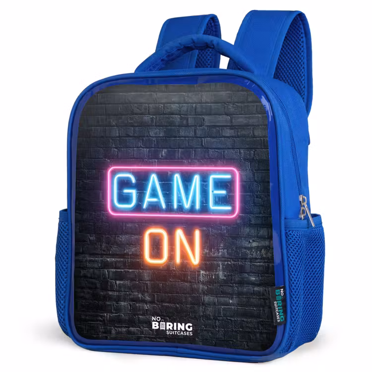 Game - Letters - Neon Kinderrugzak - Blauw middel -schuin