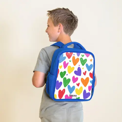 Gekleurde hartjes Kinderrugzak - Blauw middel -sfeer2