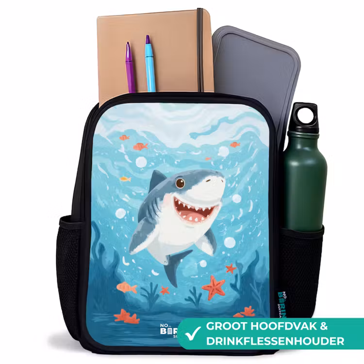 Haai - Water - Zee Rugzak - Zwart middel -inhoud_NL