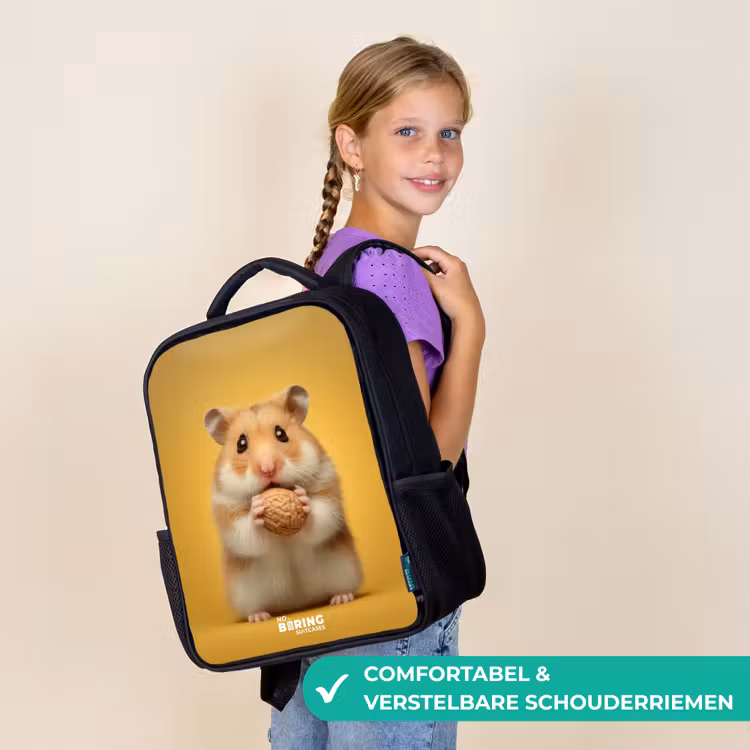 Hamster - Walnoot - Dier Rugzak - Zwart middel -sfeer6_NL