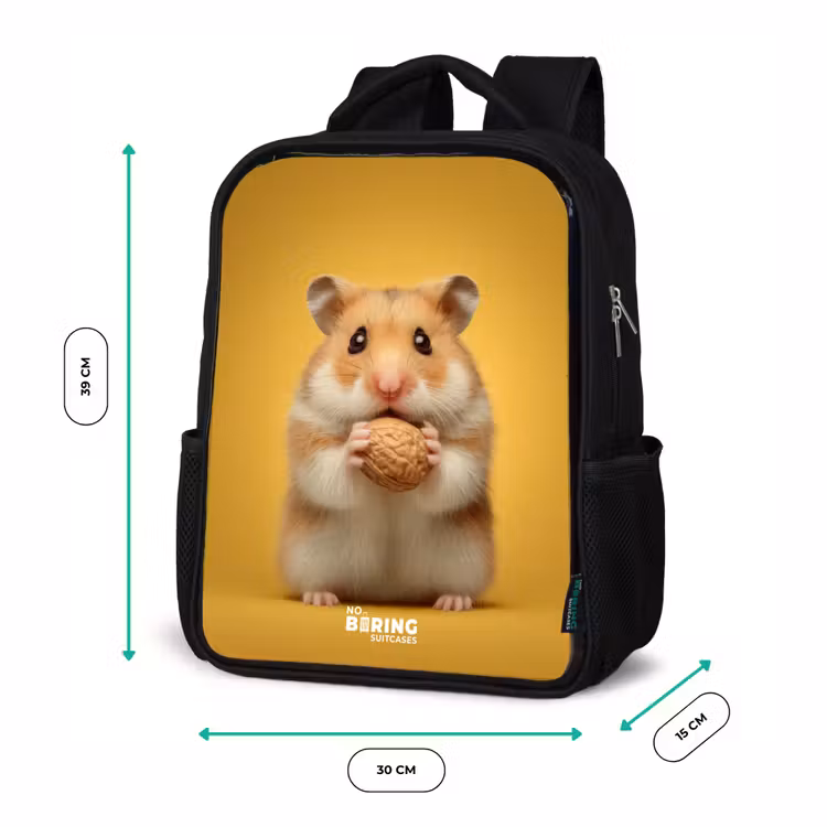 Hamster - Walnoot - Dier Rugzak - Zwart middel -productfoto_formaten