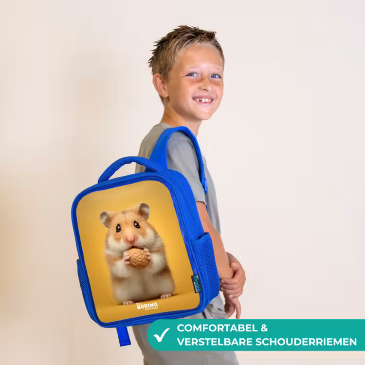 Hamster - Walnoot - Dier Kinderrugzak - Blauw middel -sfeer3_NL