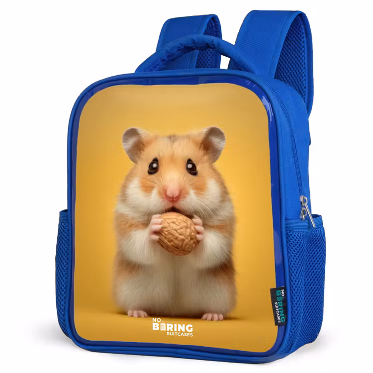 Hamster - Walnoot - Dier Kinderrugzak - Blauw middel -schuin