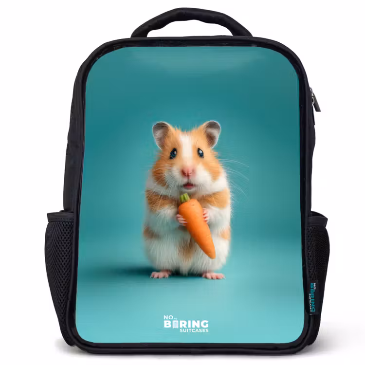 Hamster - Wortel - Dier Rugzak - Zwart middel -3d
