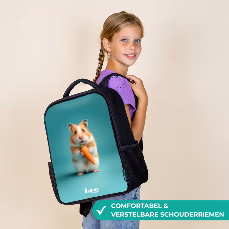 Hamster - Wortel - Dier Rugzak - Zwart middel -sfeer6_NL