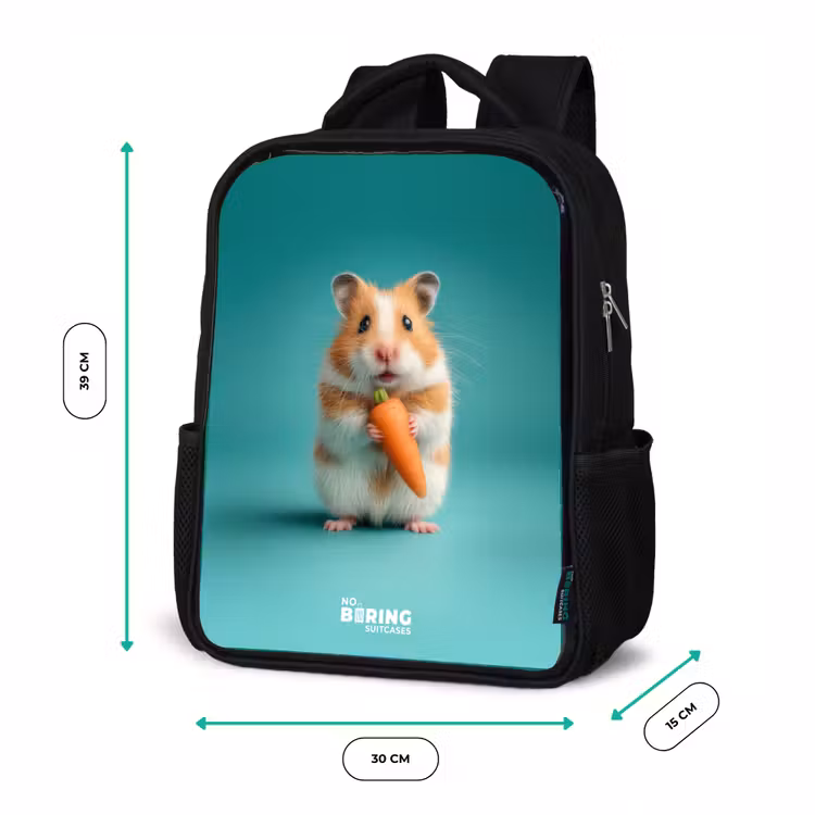 Hamster - Wortel - Dier Rugzak - Zwart middel -productfoto_formaten