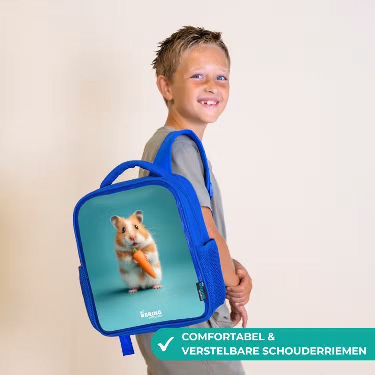 Hamster - Wortel - Dier Kinderrugzak - Blauw middel -sfeer3_NL