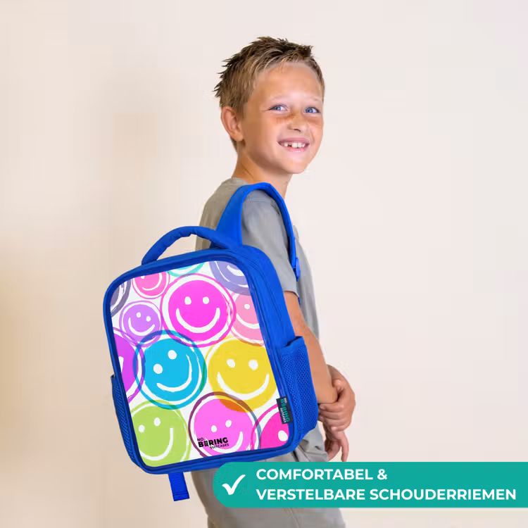 Kleurrijke glimlachexplosie Kinderrugzak - Blauw middel -sfeer3_NL
