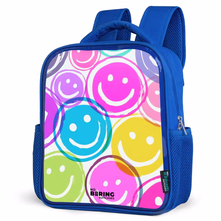 Kleurrijke glimlachexplosie Kinderrugzak - Blauw middel -schuin