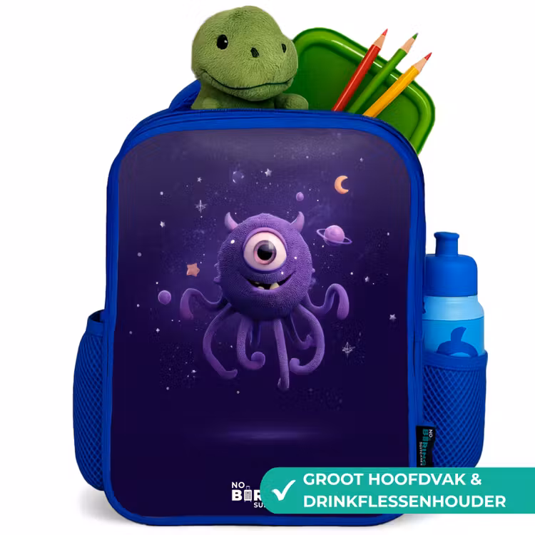 Kosmisch tentakelmonster Kinderrugzak - Blauw middel -inhoud_NL