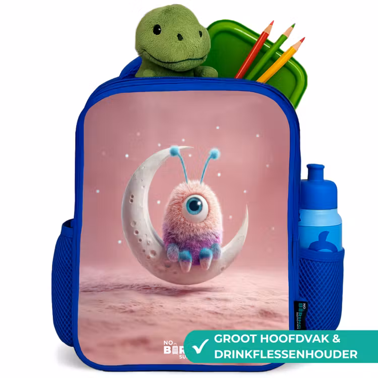 Maanwip met Pluizig Wezentje Kinderrugzak - Blauw middel -inhoud_NL