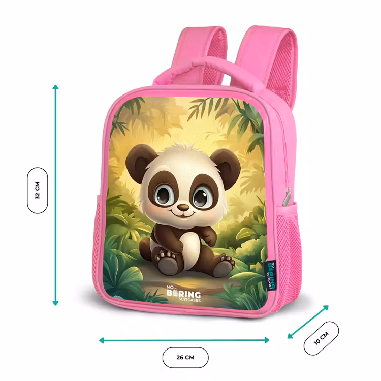 Panda - Bamboebos - Groen Kinderrugzak - Roze middel -productfoto_formaten