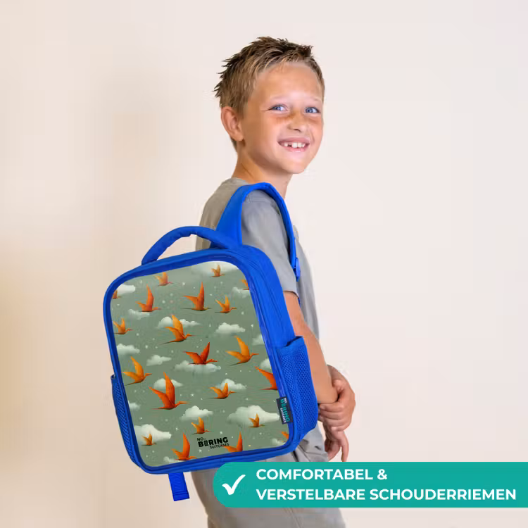Patroon - Dino - Pterosaurussen Kinderrugzak - Blauw middel -sfeer3_NL