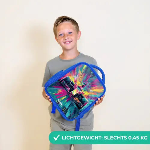 Raceauto - Explosie - Kleurrijk - Abstract Kinderrugzak - Blauw middel -sfeer1_NL