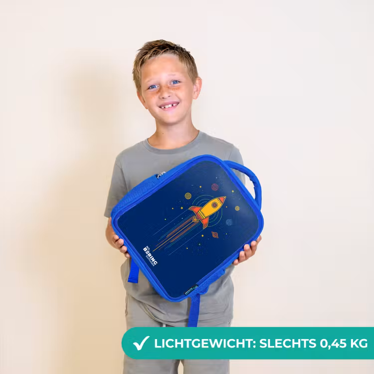 Raket - Planeten - Sterren Kinderrugzak - Blauw middel -sfeer1_NL