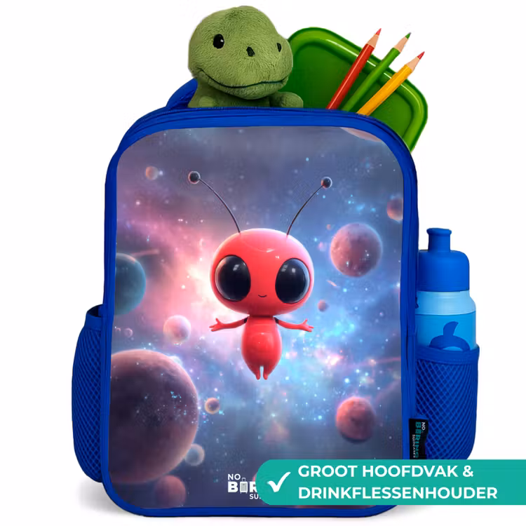 Rood Ruimtewezen in Kosmische Dans Kinderrugzak - Blauw middel -inhoud_NL