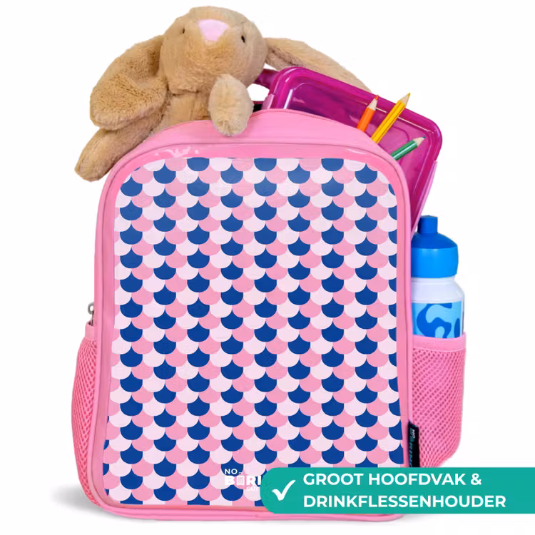 Schubben - Patroon - Blauw - Roze Kinderrugzak - Roze middel -inhoud_NL