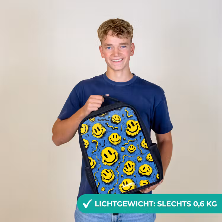 Smiley - Geel - Blauw Rugzak - Zwart middel -sfeer7_NL