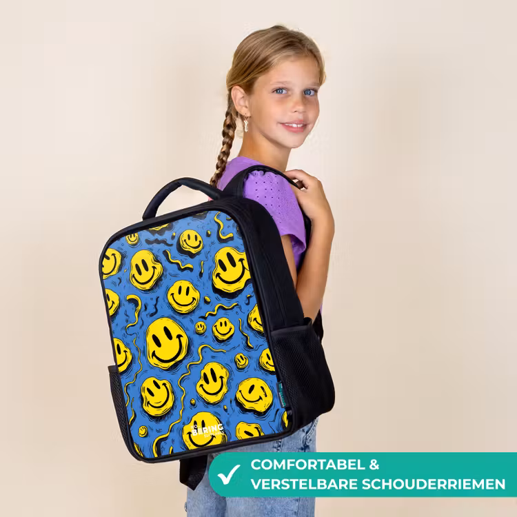Smiley - Geel - Blauw Rugzak - Zwart middel -sfeer6_NL