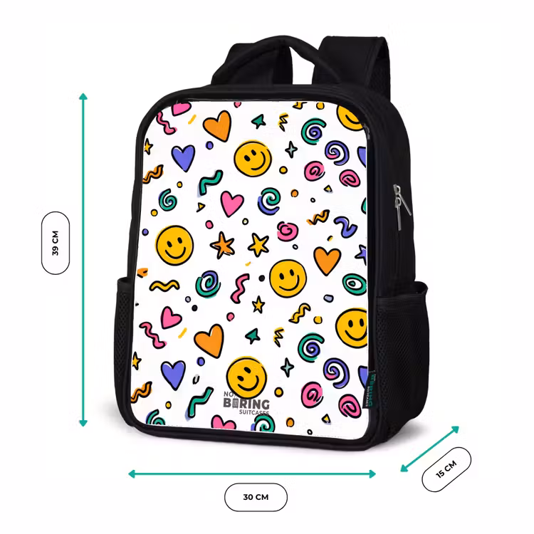 Smiley - Hartje - Ster Rugzak - Zwart middel -productfoto_formaten