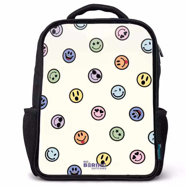 Speelse smiley-mix Rugzak - Zwart middel -3d