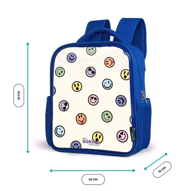 Speelse smiley-mix Kinderrugzak - Blauw middel -productfoto_formaten