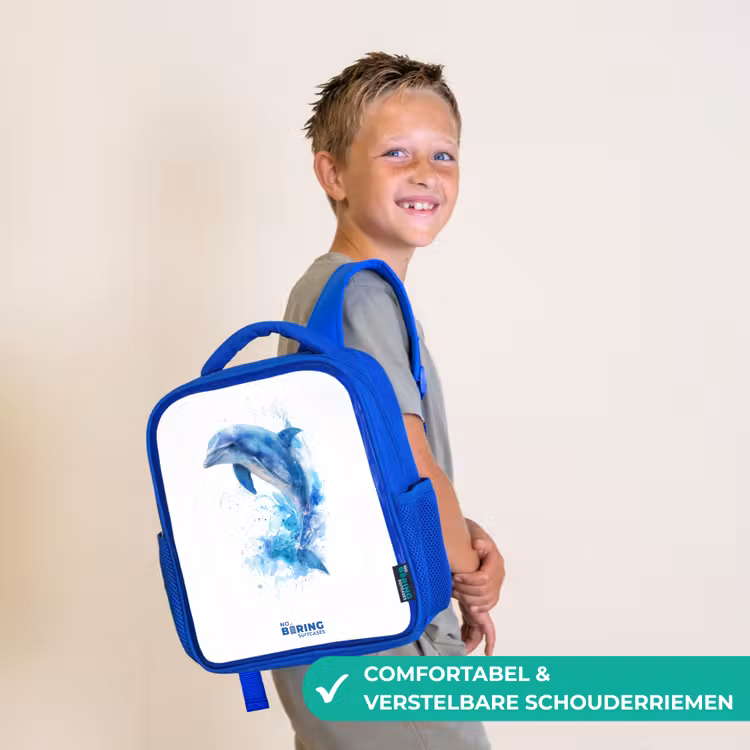 Springende blauwe dolfijn Kinderrugzak - Blauw middel -sfeer3_NL