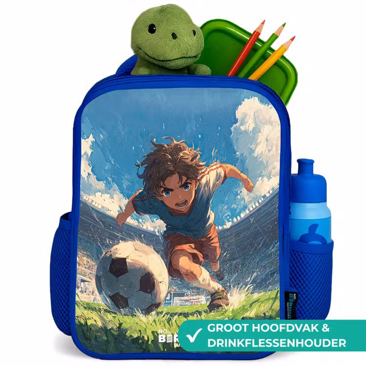 Stadion - Voetbal - Jongen Kinderrugzak - Blauw middel -inhoud_NL