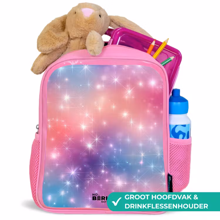 Sterren - Abstract - Kleuren Kinderrugzak - Roze middel -inhoud_NL