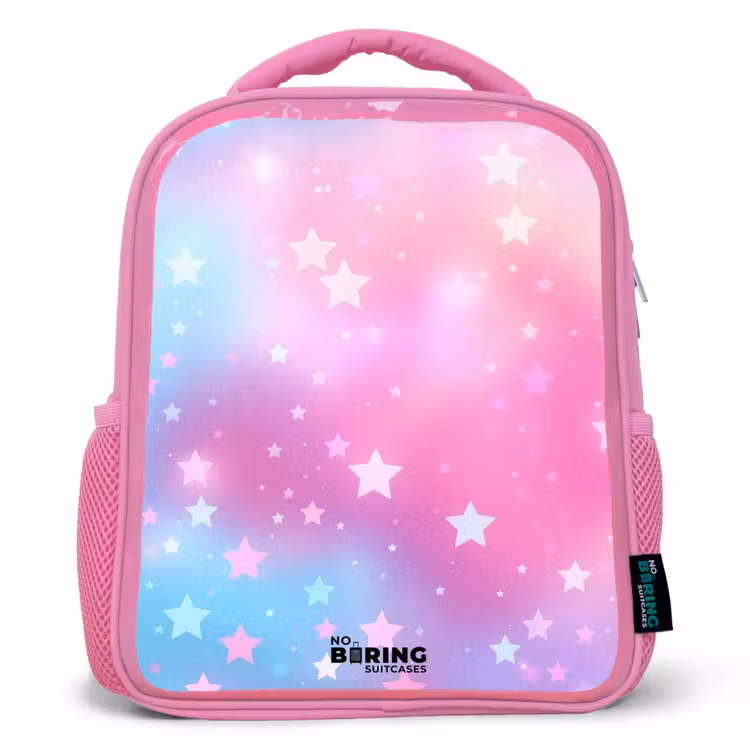 Sterren - Roze - Blauw Kinderrugzak - Roze middel -3d