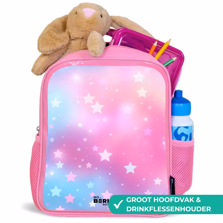 Sterren - Roze - Blauw Kinderrugzak - Roze middel -inhoud_NL