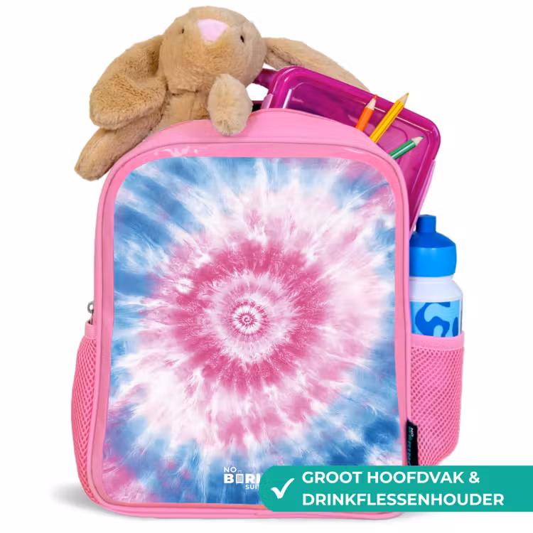 Tie dye - Abstract - Blauw - Roze Kinderrugzak - Roze middel -inhoud_NL