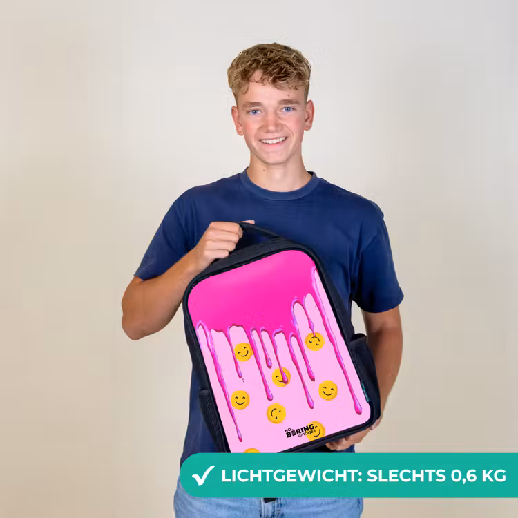 Verf - Smiley - Roze Rugzak - Zwart middel -sfeer7_NL