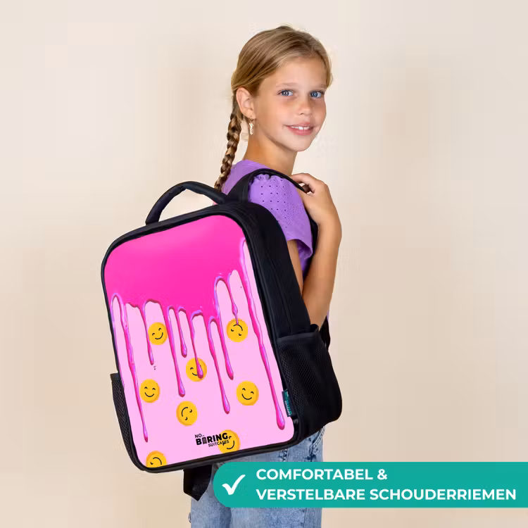 Verf - Smiley - Roze Rugzak - Zwart middel -sfeer6_NL