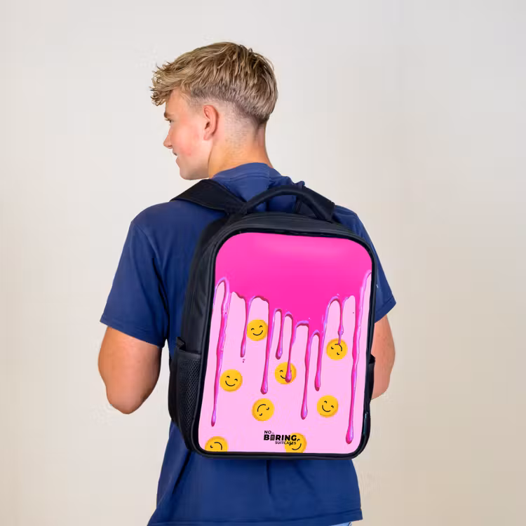 Verf - Smiley - Roze Rugzak - Zwart middel -sfeer8