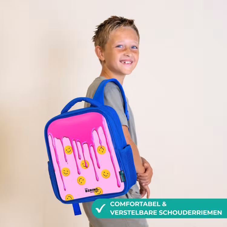 Verf - Smiley - Roze Kinderrugzak - Blauw middel -sfeer3_NL