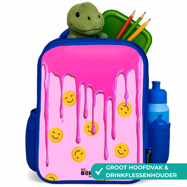 Verf - Smiley - Roze Kinderrugzak - Blauw middel -inhoud_NL